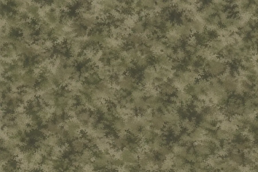 Tissu au motif A-TACS : amas de petits pixels vert olive et gris fondus en une texture sans arête.