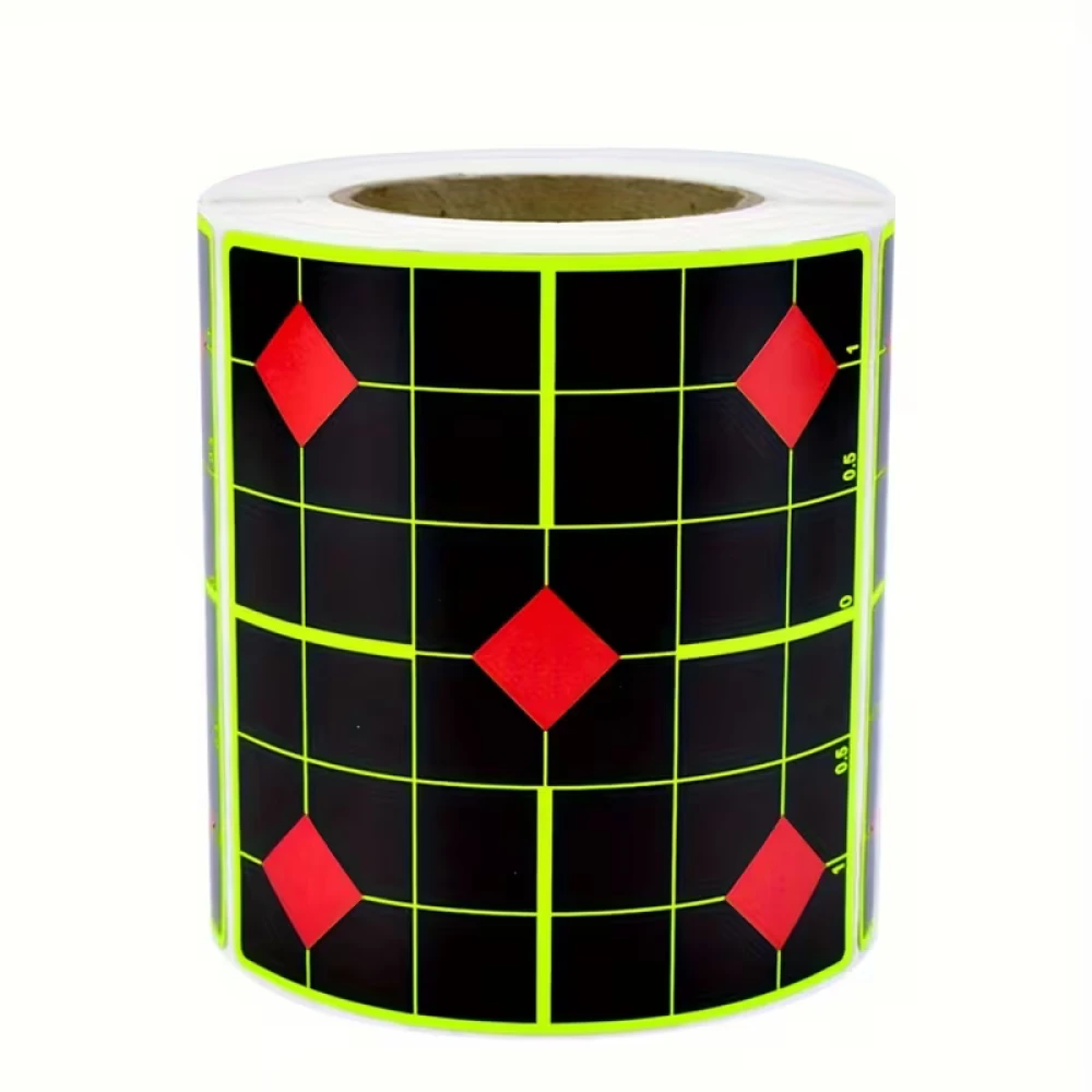 200 Cibles Réactives Carrées 5 Losanges 76mm Fluorescentes Autocollantes