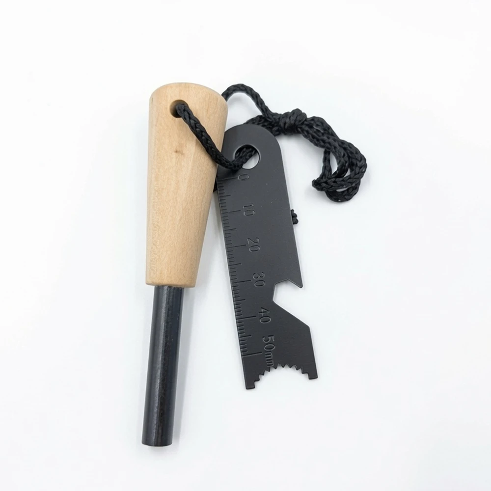 Allume-Feu 10cm Magnésium Manche Bois Pierre à Feu Survival Outdoor Bushcraft Camping