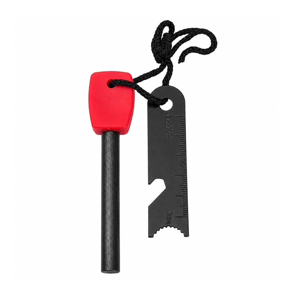 Allume-Feu de Survie Magnésium Rouge 9,5 cm