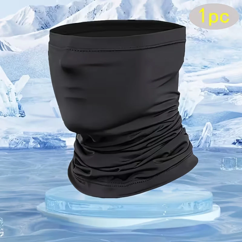 Tour de cou noir unisexe respirant - masque visage rafraîchissant sport et outdoor