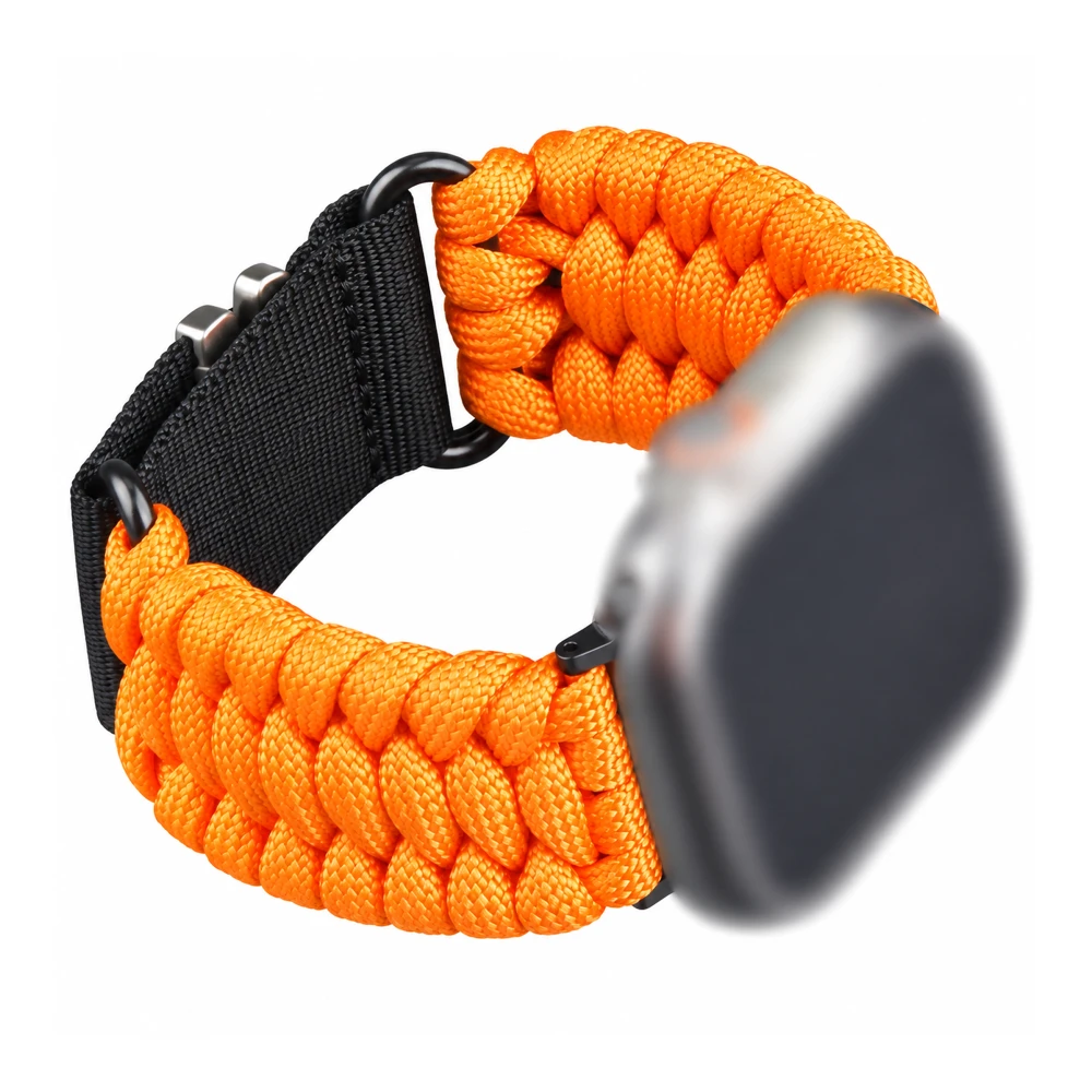 Bracelet Paracorde Compatible Apple Watch Orange 42 à 49 mm