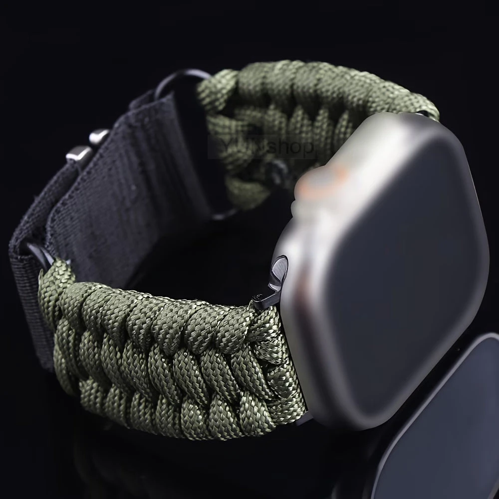 Bracelet Apple Watch Vert Paracorde Nylon Homme 42 44 45 46 49mm