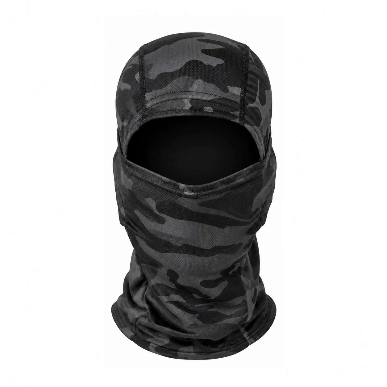 Cagoule Camouflage Noir et Gris Respirante Polyester