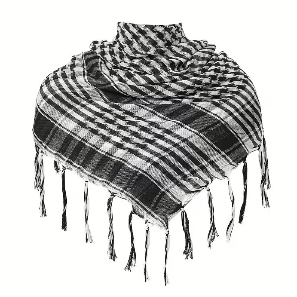 Keffieh Blanc Noir Unisexe Foulard Tactique à Franges Outdoor