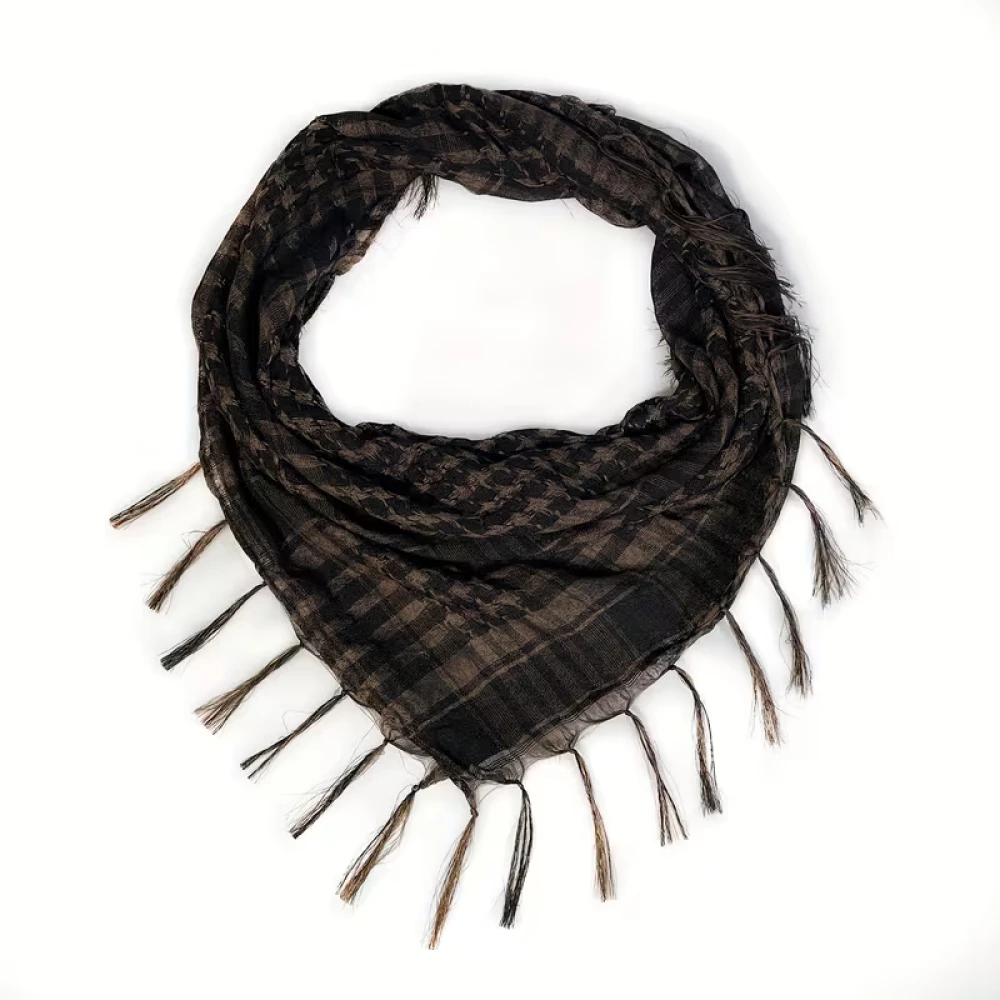 Keffieh Marron Noir Unisexe Foulard Tactique à Franges Outdoor