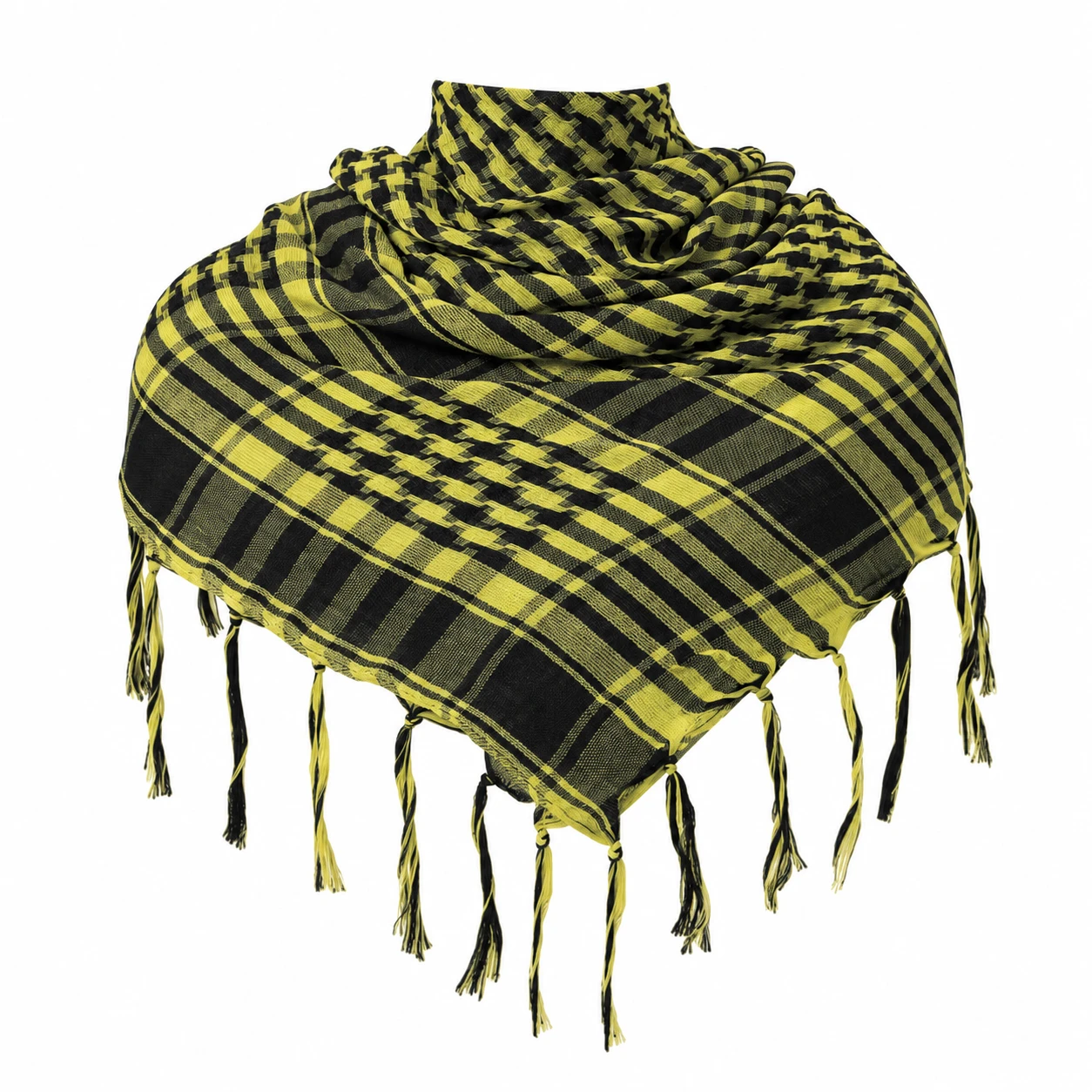 Keffieh Tactique Jaune et Noir à Franges
