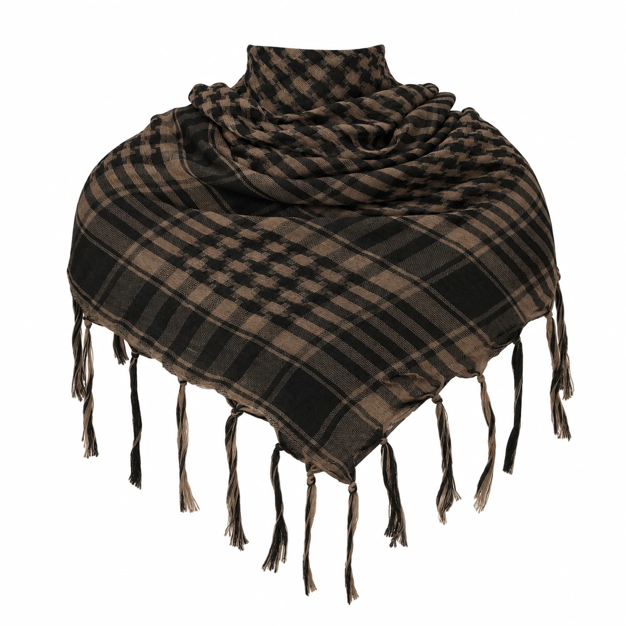 Keffieh Tactique Marron et Noir à Franges
