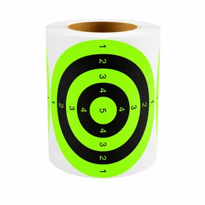Lot 200 Cibles Autocollantes Rondes 76 mm Fluorescentes Vert et Noir 5 Zones Numérotées