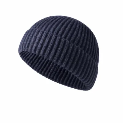 Bonnet Docker Bleu Unisexe en Maille Côtelée Style Marin Polyester