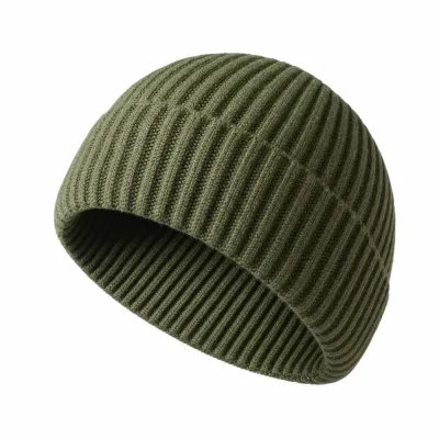 Bonnet Docker Vert Unisexe en Maille Côtelée Style Marin Polyester