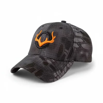 Casquette de Chasse Noire Python Camouflage Broderie Bois de Cerf Unisexe Polyester