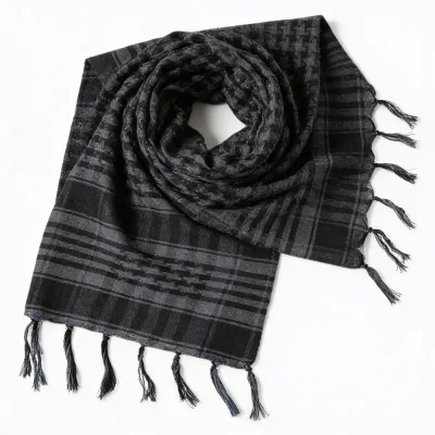 Keffieh Gris Noir Unisexe Foulard Tactique à Franges Outdoor