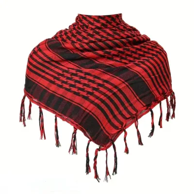 Keffieh Rouge Noir Unisexe Foulard Tactique à Franges Outdoor