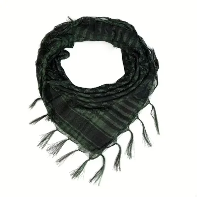 Keffieh Vert Foncé Noir Unisexe Foulard Tactique à Franges Outdoor