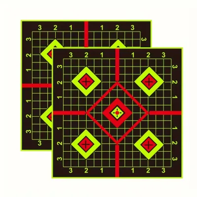 Lot 25 Cibles Autocollantes Fluorescentes Grille Viseur 15,24 cm Entraînement Tir