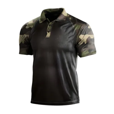 Polo Tactique Raglan Camo Noir