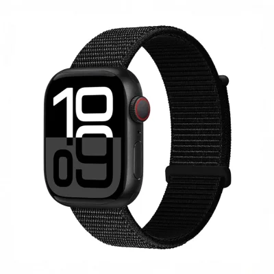 Sangle Nylon Respirante Apple Watch Noir 38 40 41 42mm Unisexe